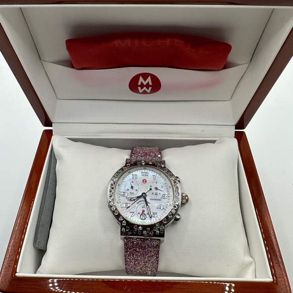 Michele Fleur Diamond Steel MOP Dial Ladies Quartz Watch MW04A13 (AUTHENTIC) - Picture 8 of 10